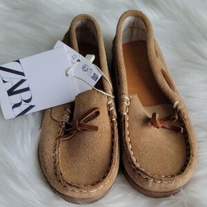 Zara Camel Suede Moccasins